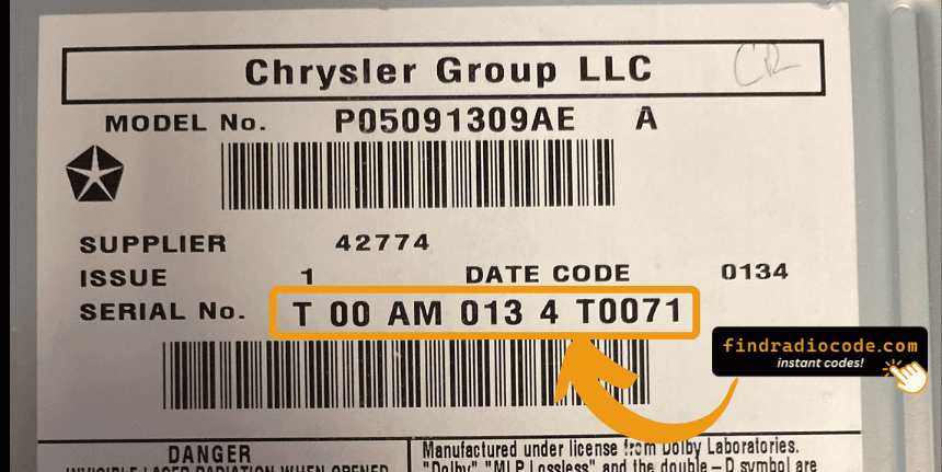 Panasonic Uconnect serial label location example